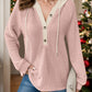Full Size Waffle-Knit Contrast Long Sleeve Hoodie