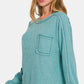 Zenana Full Size Contrast Stitching Brushed Ribbed Hacci Knit Top Plus Size