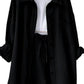 Full Size Texture Button Up Shirt and Drawstring Shorts Set