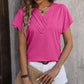 Textured Surplice Short Sleeve Blouse