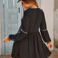 Ruched Notched Long Sleeve Mini Dress