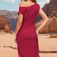 Tied Single Shoulder Short Sleeve Dress