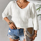 V-Neck Three-Quarter Sleeve Knit Top