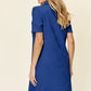 Double Take Full Size Texture Collared Neck Short Sleeve Mini Dress