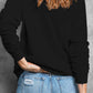 LOVE Rhinestone Clover Black Round Neck Sweatshirt