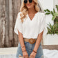 Notched Slit Half Sleeve Blouse