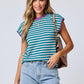 Mandy Contrast Round Neck Cap Sleeve Sweater