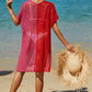 Double Take Openwork Contrast Slit Knit Cover Up