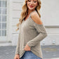 Ribbed Cold Shoulder Long Sleeve Top