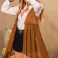Ruched Open Front Vest Coat