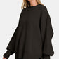 Zenana Side Sit Oversize Black Sweater