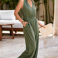 Surplice Wide Strap Jumpsuit with Pockets