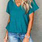 Textured V-Neck Short Sleeve T-Shirt