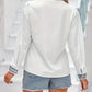 Contrast V-Neck Long Sleeve Blouse