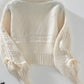 Cable-Knit Tied Open Front Lantern Sleeve Cardigan