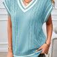 Devine Cable-Knit V-Neck Sweater Vest