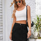 Full Size Pocketed Buttoned Denim Skirt