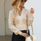 Houndstooth Button Up Long Sleeve Cardigan