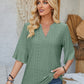 Eyelet Notched Half Sleeve T-Shirt