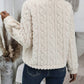 Fuzzy Button Up Collared Neck Jacket