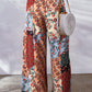 Full Size Drawstring Printed Wide Leg Pants
