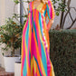 ODDI Full Size Striped Puff Sleeve Wide Leg Jumpsuit
