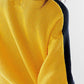 Waffle-Knit Contrast Round Neck Sweater