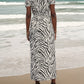 Slit Animal Print Off-Shoulder Midi Dress