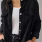 Full Size Raw Hem Button Up Long Sleeve Denim Top Plus Size