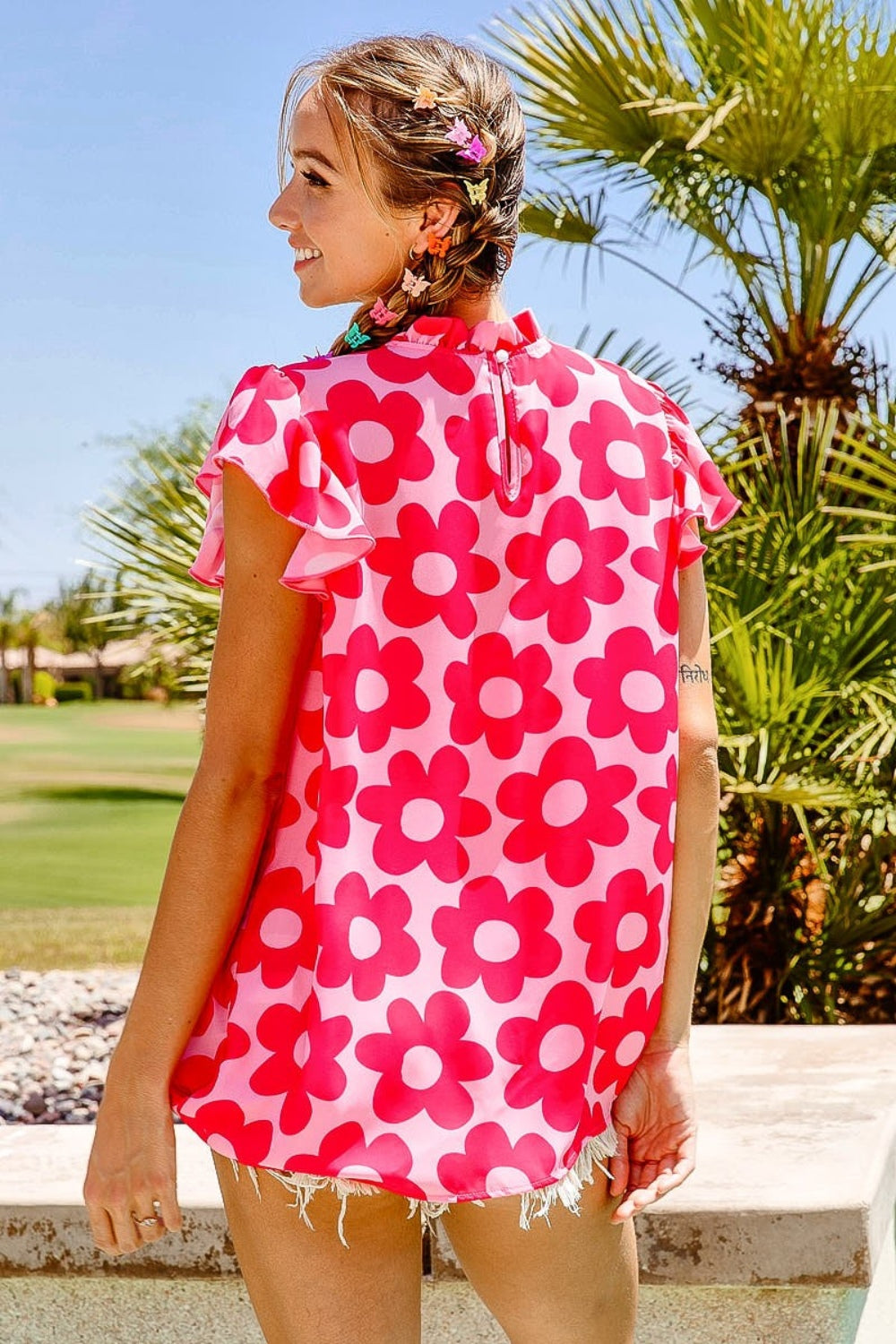 BiBi Floral Contrast Ruffled Top - Brand BiBi *