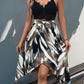 Lace Patchwork Printed V-Neck Dress