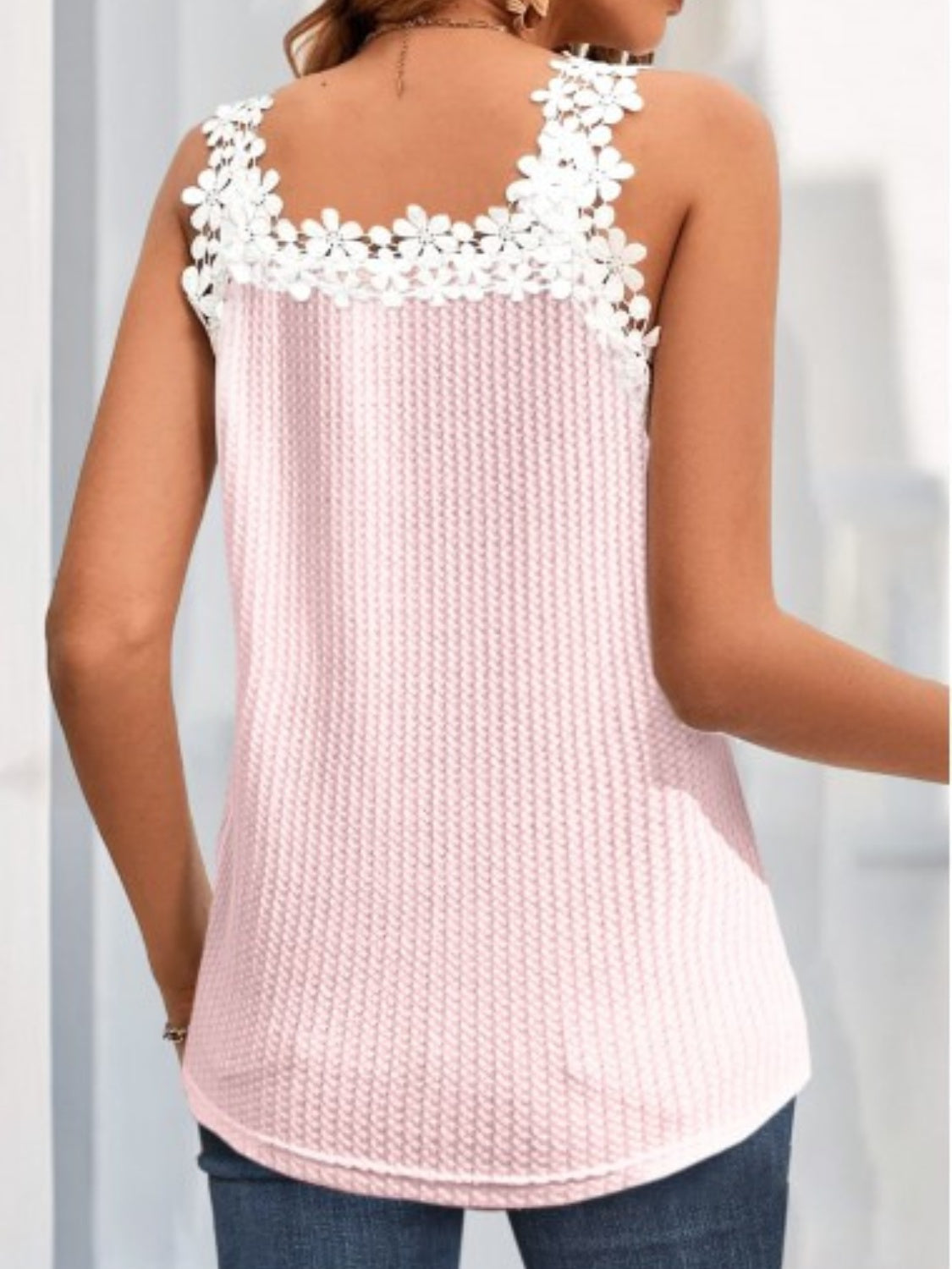 Full Size Lace Detail V-Neck Tank