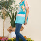 Celeste Full Size Open Tie Sleeve Floral Contrast Top
