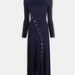 Openwork Round Neck Long Sleeve Sweater Dress