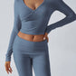 Devine Ruched Long Sleeve Top and Pants Set