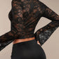 V-Neck Flare Sleeve Lace Top