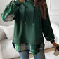 Devine Drawstring Plaid Long Sleeve Hoodie
