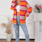 Contrast Striped Drop Shoulder Open Front Cardigan