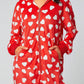 Printed Zip Up Long Sleeve Hooded Jumpsuit