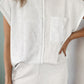White Pocketed Round Neck Top and Shorts Set