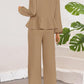 Tie Neck Balloon Sleeve Top and Pants Set