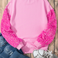Valentine’s Day Pink Sequin Heart Long Sleeve Sweatshirt