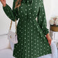 Polka Dot Tie Neck Pleated Dress