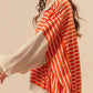 Striped Johnny Collar Long Sleeve Sweatshirt