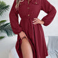 Collared Neck Long Sleeve Dress with Pockets