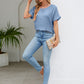 Round Neck Short Sleeve Blouse