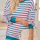 Lovelet Striped Contrast Long Sleeve Sweatshirt