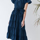 Ruched Tiered Notched Short Sleeve Dress