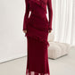 Devine Ruffled Surplice Long Sleeve Maxi Dress