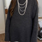 Side Slit Turtleneck Drop Shoulder Sweater